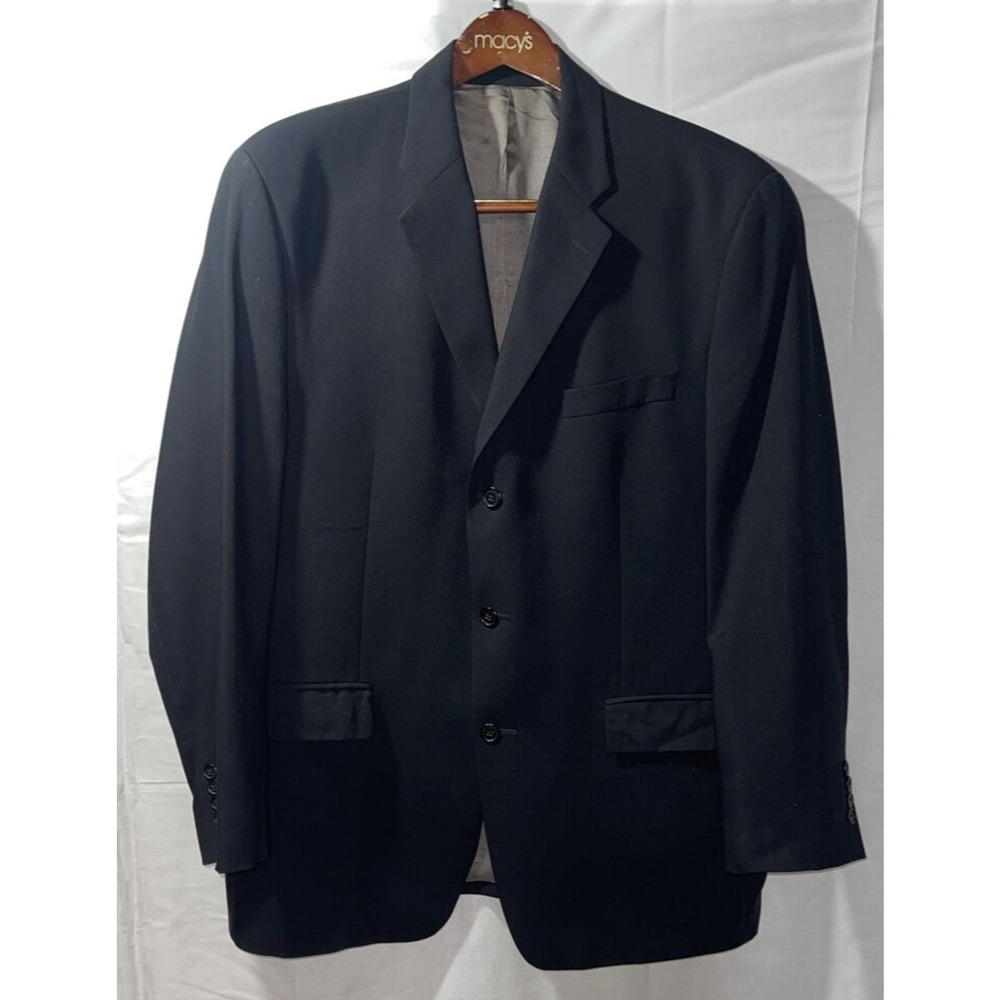 44R Calvin Klein‎ VTG Men's Black Wool Blazer Sport Coat CLASSIC